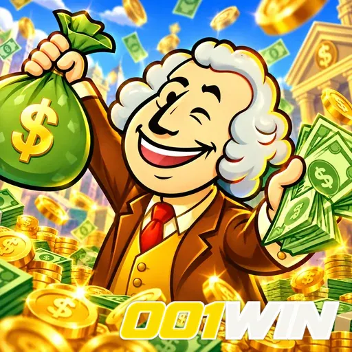 001WIN — ilustração de um personagem com saco de dinheiro